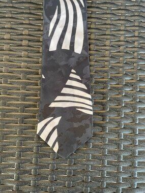 Vintage City Gold Black White Abstract Necktie Men’s Retro Graphic Wide Tie
